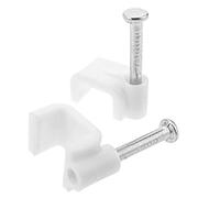 Lot de 100 clous avec serre-câble plat 6 mm blanc