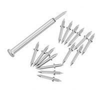 Lot de 100 clous de plinthe à double tête en métal galvanisé sans couture pour plinthe de 10 mm + 10 mm - Fixation sans fil antirouille avec tige à douille - Argenté - 58 mm