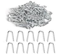 Lot de 100 clous en U en fer - 20 x 1,8 mm - Crampons en acier inoxydable galvanisé - Crampons avec pointes coupées obliques - Crampes en acier galvanisé pour fixation de grillage et clôtures tissées