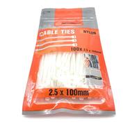 lot de 100 colliers de serrage 2,5x100mm blancs, serre flex Werckmann, nylon, attache câble, pour particulier et professionnel