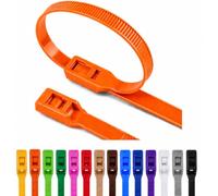 Lot de 100 colliers de serrage à tête plate 400 x 8 mm double verrouillage sécurisés pour aire de jeux, châteaux gonflables, boules de sécurité pour enfants (orange)
