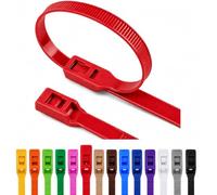 Lot de 100 colliers de serrage à tête plate 400 x 8 mm double verrouillage sécurisés pour parc, châteaux gonflables, boules de sécurité pour enfants (rouge)