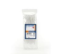 Lot de 100 colliers de serrage blancs en plastique - Colliers de serrage professionnels 7,6 x 370 mm, Nylon 6.6, Haute résistance à la rupture