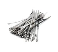 Lot de 100 colliers de serrage en acier inoxydable 100 Pes 4,6 mm 304 Attaches métalliques en acier inoxydable Multifonctionnel Autobloquant Zip Gaine d'échappement Verrouillage revêtu (4,6 x 500 mm