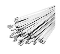 Lot de 100 Colliers de serrage métalliques en acier inoxydable, largeur 7,9 mm - Colliers autobloquants revêtus pour gaines d'échappement, usage polyvalent pour câbles et fils(7.9x1000mm)