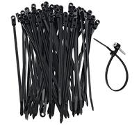 Lot de 100 Colliers de Serrage Plastique Reutilisables ZZLZX en Nylon, Attaches de Câble avec Trou de Fixation pour Vis, Noir 5 x 200 mm