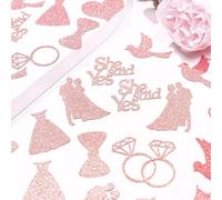 Lot de 100 confettis de mariage He Ask She Said Yes - Décoration de table pour fête de mariage - Or rose