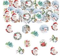 Lot de 100 confettis de Noël roses - Décorations de table - Arbre, flocon de neige, bonhomme de neige, Père Noël - Confettis de table pour décorations d'hiver - Fournitures de fête (Claus)