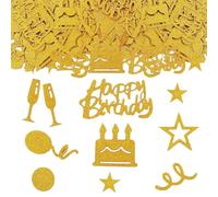 Lot de 100 Confettis de Table D'anniversaire,Gloryit Grands Confettis à Paillettes Double Face,Happy Birthday Konfetti Tischdeko,Idéal pour les Fêtes D'anniversaire,et la Décoration de Table.(Doré)