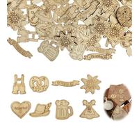 Lot de 100 confettis - décorations à disperser en bois 3-4 cm thème Oktoberfest, edelweiss bretzels chopes chapeaux, en bois naturel pour fête de la bière bavaroise, décoration de table bavaroise