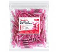 Lot de 100 connecteurs thermorétractables 22-16 AWG rouges | Tube à sertir en cuivre 3:1 avec doublure adhésive pour réparation de câblage automobile, marine, camping-car