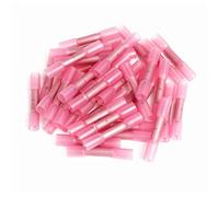 Lot de 100 connecteurs thermorétractables bout à bout AWG 16-14 - Kit de connecteurs à manchon d'épissure de fils électriques for un sertissage et une étanchéité fiables(Pink)