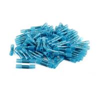 Lot de 100 connecteurs thermorétractables bout à bout AWG 16-14 - Kit de connecteurs à manchon d'épissure de fils électriques for un sertissage et une étanchéité fiables(Blue)