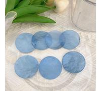 Lot de 100 coquilles rondes de 5,1 cm avec 2 trous, tranche de coquille ronde polie - Perles Capiz - Accessoires décoratifs faits à la main pour le bricolage (bleu)