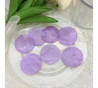 Lot de 100 coquilles rondes de 5,1 cm avec 2 trous, tranche de coquille ronde polie - Perles Capiz - Accessoires décoratifs faits à la main pour le bricolage (violet)