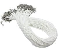 Lot de 100 Cordon Collier avec Chaîne et Fermoir, 18 Pouces Longueur Collier Cordon de Cire, Cordon pour Pendentif, Bracelets et Bracelets de Cheville pour Fabrication de Bijoux (Blanc)