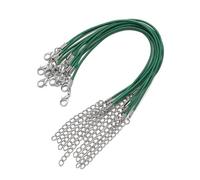 Lot de 100 cordons de collier en cuir PU 1,5/2 mm - Kit de cordons tressés enduits de cire avec breloques for bracelet, fournitures de fabrication de bijoux(Dark Green,1.5x220mm)