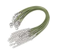 Lot de 100 cordons de collier en cuir PU 1,5/2 mm - Kit de cordons tressés enduits de cire avec breloques for bracelet, fournitures de fabrication de bijoux(Green,2x230mm)