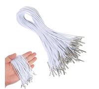 Lot de 100 cordons élastiques métallisés blancs en polyester et latex, fixation résistante pour loisirs créatifs, reliure, chapeaux de fête et projets DIY, extensibles et durables