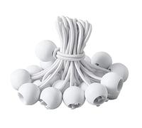 Lot de 100 cordons élastiques polyvalents et robustes avec boules pour tente de camping, auvent, rideau (blanc)