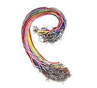 Lot de 100 Cordons en Cuir synthétique ciré avec chaîne d'extension et Fermoir Mousqueton pour la Fabrication de Bijoux Couleurs mélangées