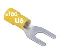Lot de 100 cosses de câble Kalitec GKSGU6 - 4-6 mm² - Jaune partiellement isolé - Col en PVC U6 - Pour connecter des câbles ou des torons - Protège les connexions électriques - Connecteurs à sertir