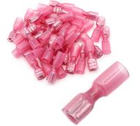 Lot de 100 cosses de câble plates à sertir avec gaine thermorétractable entièrement isolée femelle Largeur de fiche 6,3 mm Rouge pour 0,5-1,5 mm²