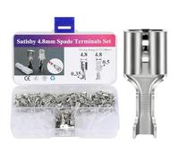 Lot de 100 cosses plates de 4,8 mm et 30 fiches plates et 50 manchons isolants, étamage en laiton hauts, cosses de câble conductrices non isolées Faston 4,8 mm