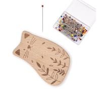 Lot de 100 coussins d'épingles à coudre en bois pour couture 38 mm matelassés avec support pour aiguilles à bois