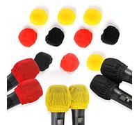 Lot de 100 couvertures de micro hygiéniques jetables non tissées antibactériennes pour la plupart des microphones portables, pour karaoké, concerts, karaokés d'enregistrement （50Noir 25Rouge 25Jaune）