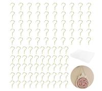 Lot de 100 Crochets à Visser Laitonné 1/2 Pouce avec Boîte de Rangement, Piton à Visser Résistant pour Suspendre Tasses Plantes Lumières, Crochet Mural Décoratif pour Cuisine Bureau Intérieur Extérieu