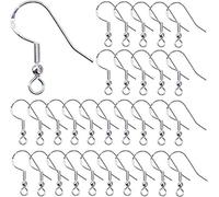 Lot de 100 crochets de boucles d'oreilles en argent 925 plaqué argent 925 avec boule à ressort pour la fabrication de bijoux et la personnalisation (argent)