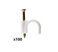 - Lot de 100 crochets de fixation Ø10mm - Blanc