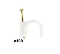 - Lot de 100 crochets de fixation Ø12mm - Blanc