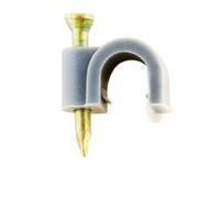 Zenitech - Lot 100 Crochets Fixation Ø6mm - Plastique Haute Qualité - Compatibilité Câbles/Gaines/Fils Mêplats, Clou Béton, Certifié CE, Surfaces Solides, Longue Durée - Gris