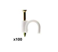 - Lot de 100 crochets de fixation Ø8mm - Blanc