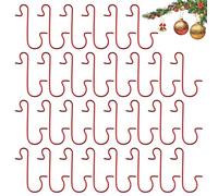 Lot de 100 crochets décoratifs de Noël, crochets décoratifs pour arbres de Noël, crochets décoratifs essentiels en fil métallique pour décorations de sapin de Noël, décoration de fête, rouge