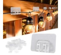 Lot de 100 crochets pour guirlandes lumineuses extérieures, crochets avec bandes adhésives, crochets de suspension pour guirlandes lumineuses d'extérieur (100)