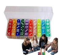 Lot de 100 cubes de jeu en acrylique multicolores dans une image améliorée - Grand cube de jeu soigneusement arrondi pour les jeux de société, les jeux d'empilage, les jeux de bar et les fêtes
