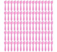 Lot de 100 cuillères jetables en plastique pour le visage - 8 cm - Cuillère à crème pour le visage - Mini cuillère - Mélangeur - Applicateur de maquillage - Outil de beauté (rose)