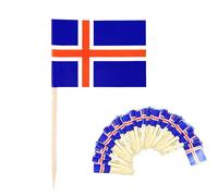 Lot de 100 cure-dents allemands pour gâteaux, sandwich, cupcakes, vaisselle, coupe du monde, pub, événement royal (Islande)