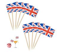 Lot de 100 cure-dents avec drapeau italien, décoration de table, mini cupcakes, cure-dents avec fanions (Royaume-Uni)