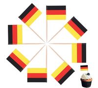 Lot de 100 cure-dents en forme de drapeaux allemands pour gâteaux, cocktails, fruits, sandwich, nourriture, cupcakes, vaisselle, coupe du monde, fournitures de fête pour pub, événement royal