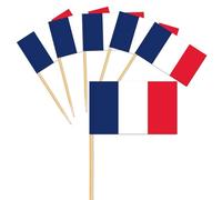 Lot de 100 cure-dents en forme de drapeaux de la France, décoration française, mini cupcake, petits cure-dents, drapeaux de la France pour gâteaux, football, eurovision mondiale, bar, décoration de