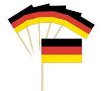 Lot de 100 cure-dents en forme de drapeaux de l'Allemagne, pour cocktails, mini cupcakes, petits cure-dents, drapeau allemand pour gâteaux, football, eurovision, décoration de bar