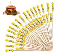 Lot de 100 cure-dents longs avec perles et corde, pour planche à découper de saucisses, boissons, fruits, dessert, cuisine et bar
