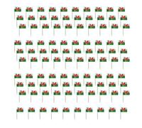 Lot de 100 cure-dents multicolores en forme de drapeau international pour décoration de gâteaux, desserts, festival, fête à thème