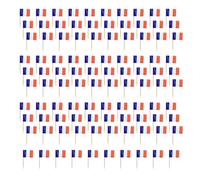 Lot de 100 cure-dents multicolores en forme de drapeau international pour décoration de gâteaux, desserts, festival, fête à thème