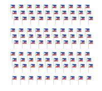 Lot de 100 cure-dents multicolores en forme de drapeau international pour décoration de gâteaux, desserts, festival, fête à thème