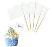 Lot de 100 cure-dents vierges en papier kraft, mini drapeaux alimentaires, décorations de gâteau, pics alimentaires pour fête, anniversaire, fromage, fromage (3,5 x 2,5 cm)